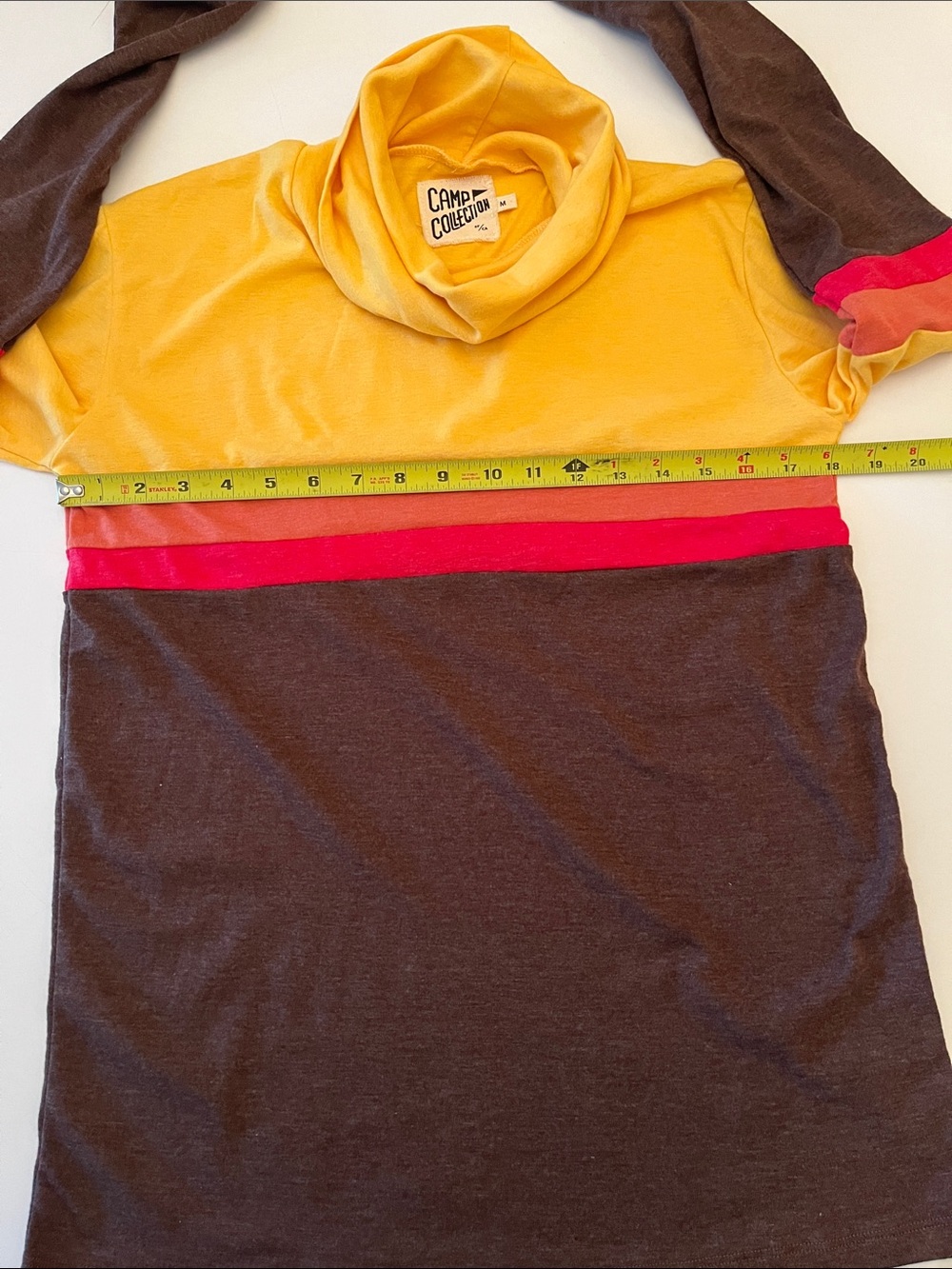Camp Collection Striped Turtleneck, size M, retro 70s brown orange yellow - Picture 5 of 8